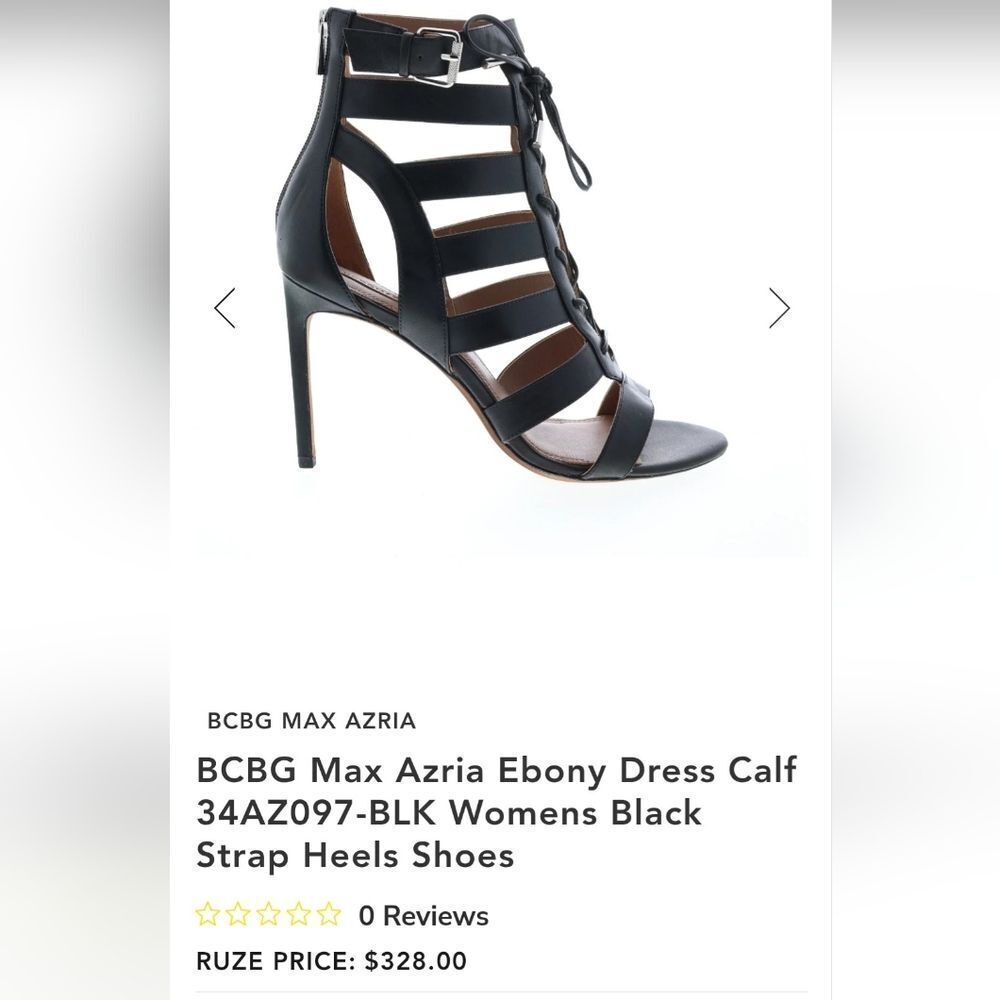 BCBG MAXAZRIA Azria Ebony Leather Witchy Strappy Luxe Baddie Edgy Heels Size 10